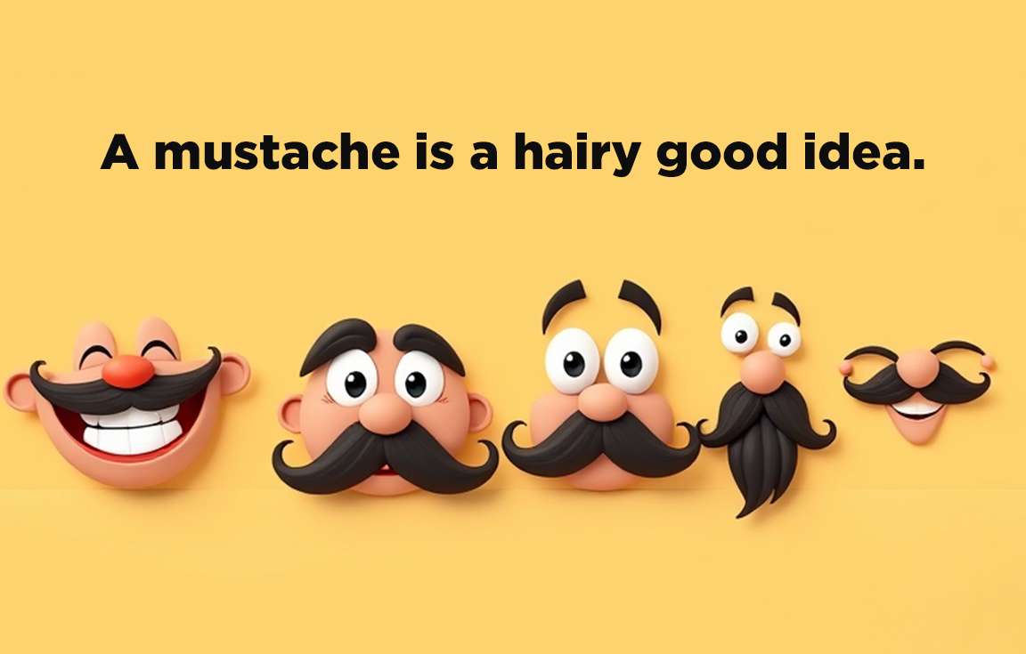 A mustache is a hairy good idea.