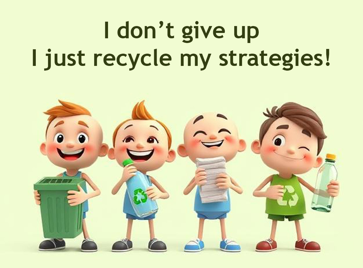 I don’t give up, I just recycle my strategies!