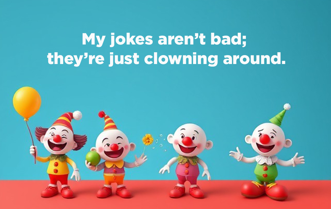 My jokes aren’t bad; they’re just clowning around.