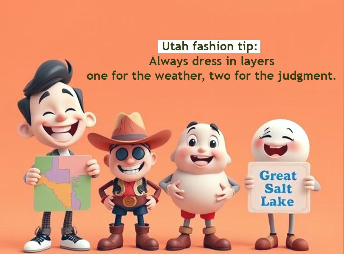 Utah fashion tip: Always dress in layers—one for the weather, two for the judgment.