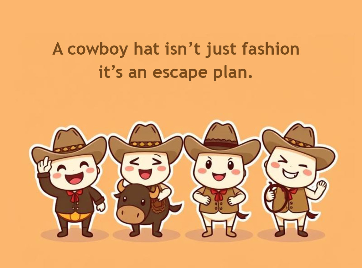 A cowboy hat isn’t just fashion—it’s an escape plan.