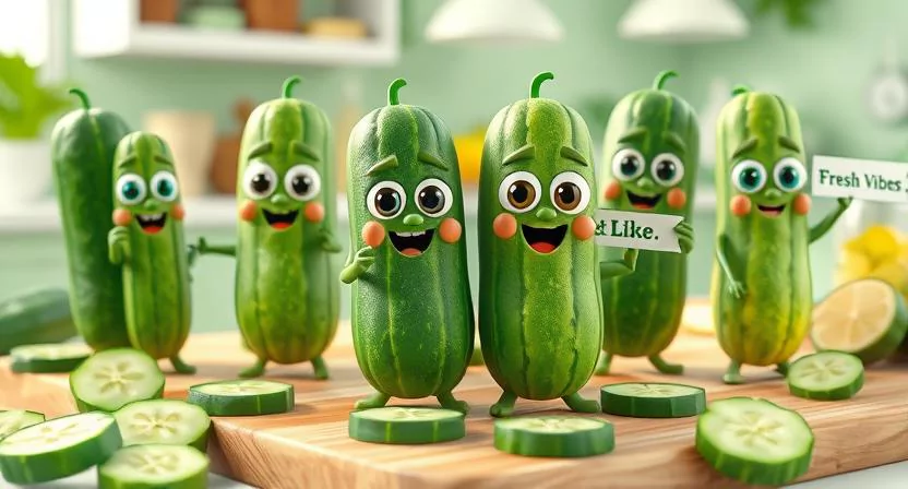 Charming Social Media Captions featuring Cucumbers