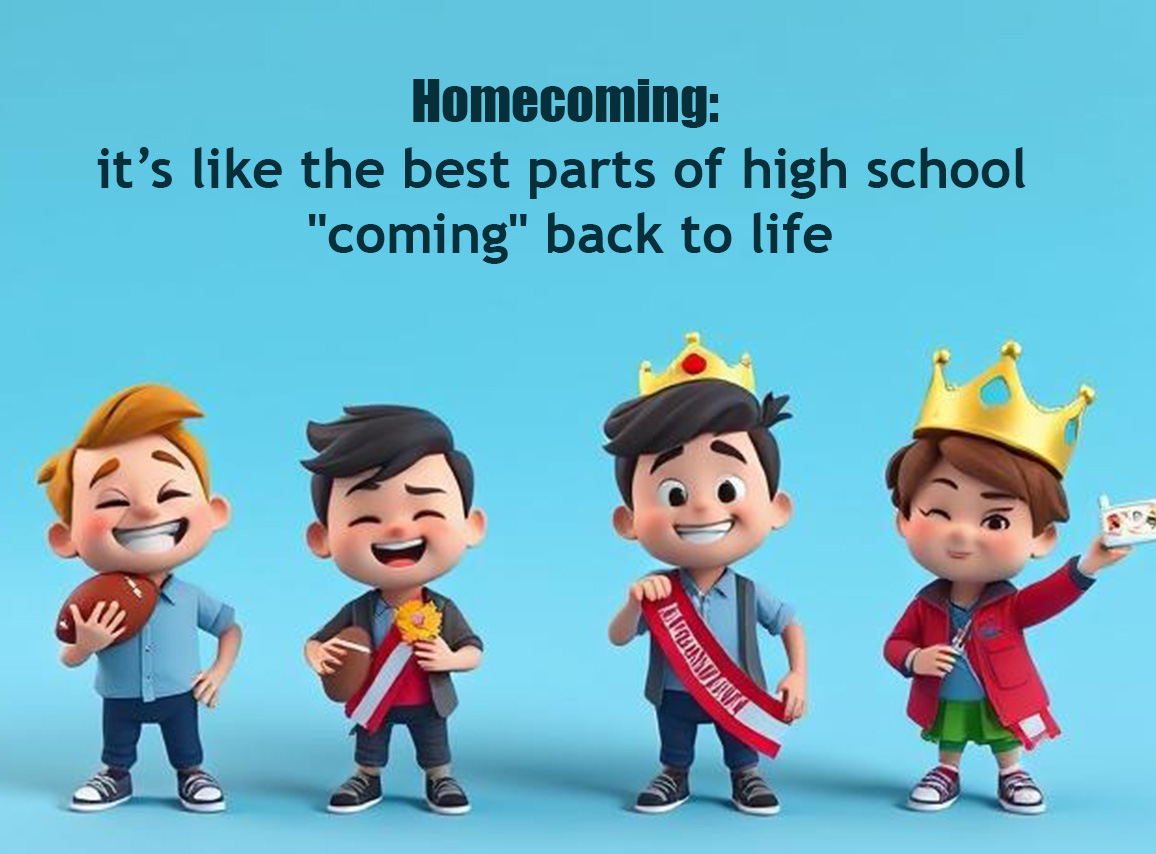 Homecoming: it’s like the best parts of high school "coming" back to life! homecoming wordplay