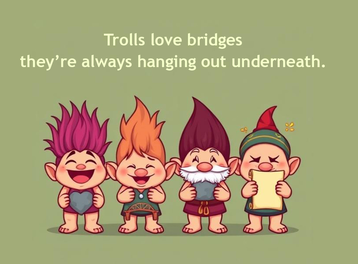 Trolls love bridges they’re always hanging out underneath.